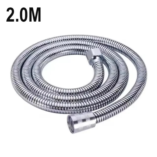 1.5/2/3M Stainless Steel Shower Hose Black/Silver Long Bathroom Shower Water Hose Extension Plumbing Pipe Showerhead Tube