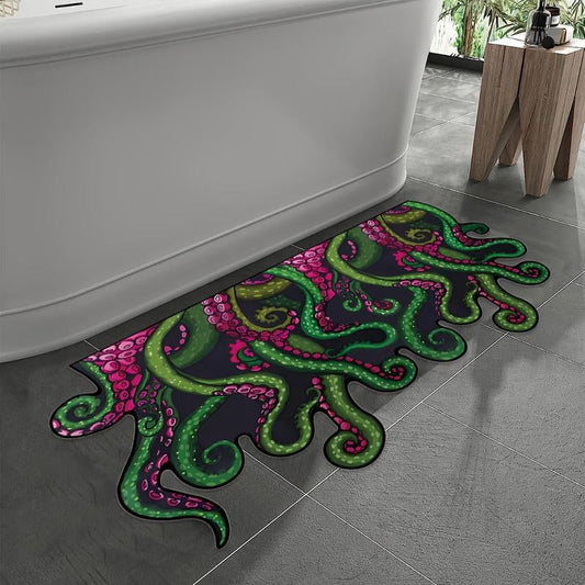 Octopus Graphic Bathroom Mat, Non-Slip Absorbent Bathroom Rug, Creative Floor Mat for Home Bathroom Kitchen, Bathroom Accessory