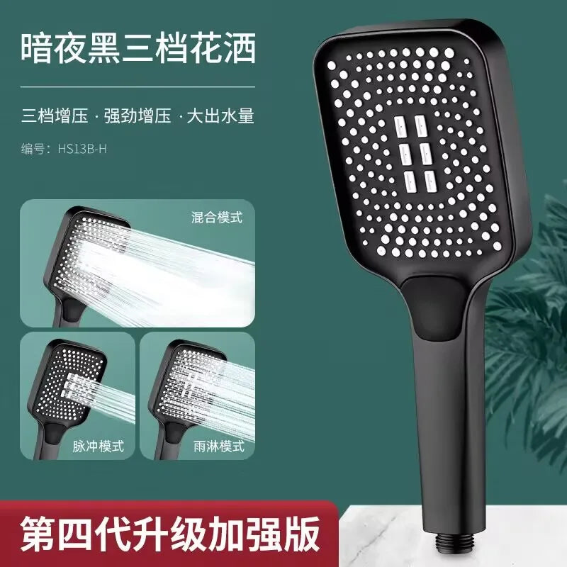 1.5/2/3M Stainless Steel Shower Hose Black/Silver Long Bathroom Shower Water Hose Extension Plumbing Pipe Showerhead Tube