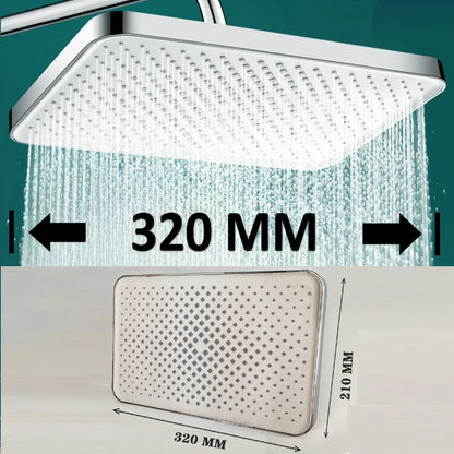 12 Inches Big Panel Large Flow Ceiling Mounted Supercharge Shower Head Set 4 Modes High Pressure Large Flow Bathroom Showerhead
