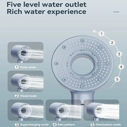 5 Modes Booster Shower Head High Pressure Showerhead Portable Filter Rainfall Faucet Tap Bathroom Bath Home Bathroom Accessories