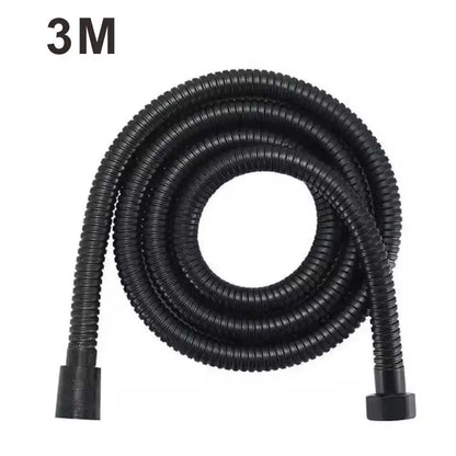 1.5/2/3M Stainless Steel Shower Hose Black/Silver Long Bathroom Shower Water Hose Extension Plumbing Pipe Showerhead Tube