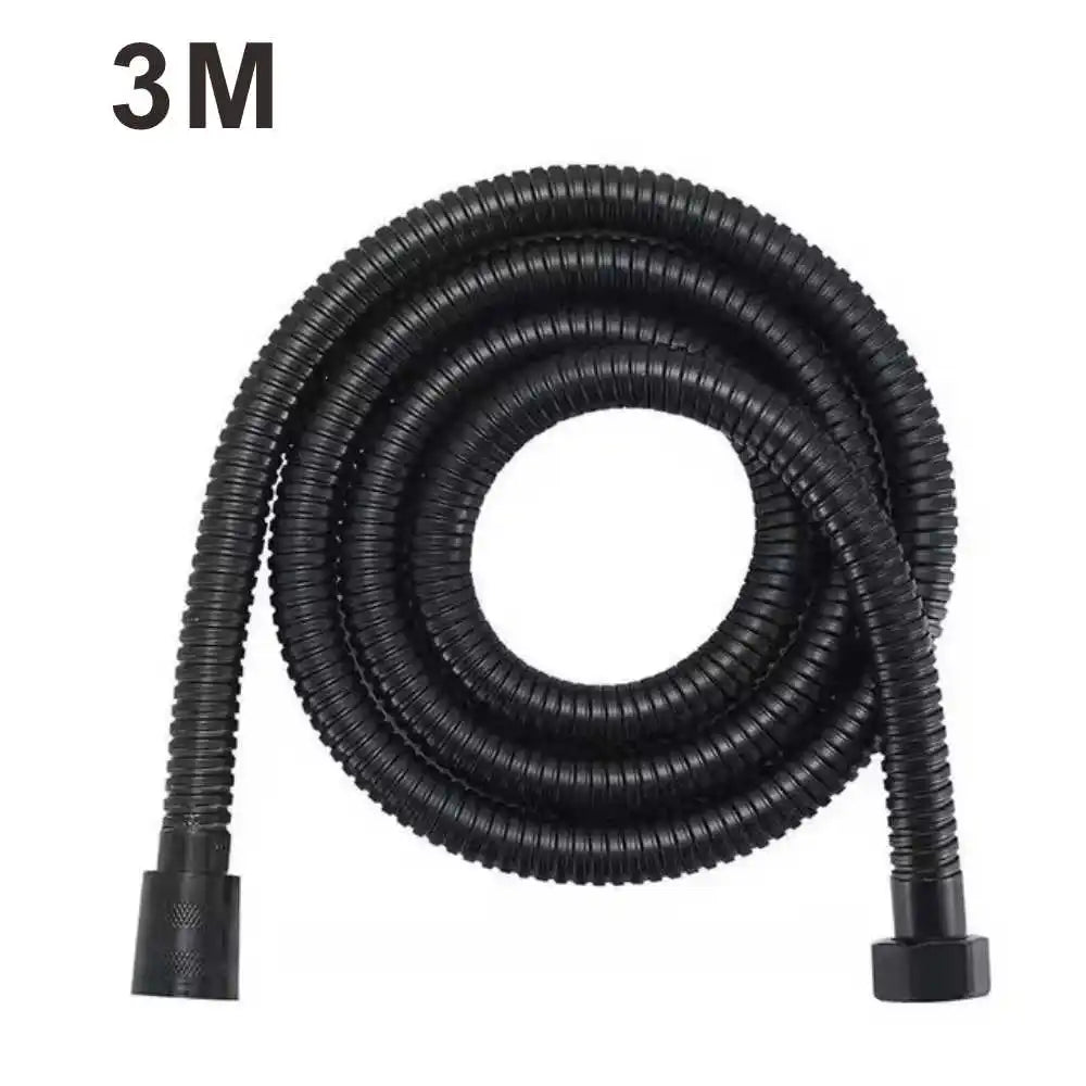 1.5/2/3M Stainless Steel Shower Hose Black/Silver Long Bathroom Shower Water Hose Extension Plumbing Pipe Showerhead Tube