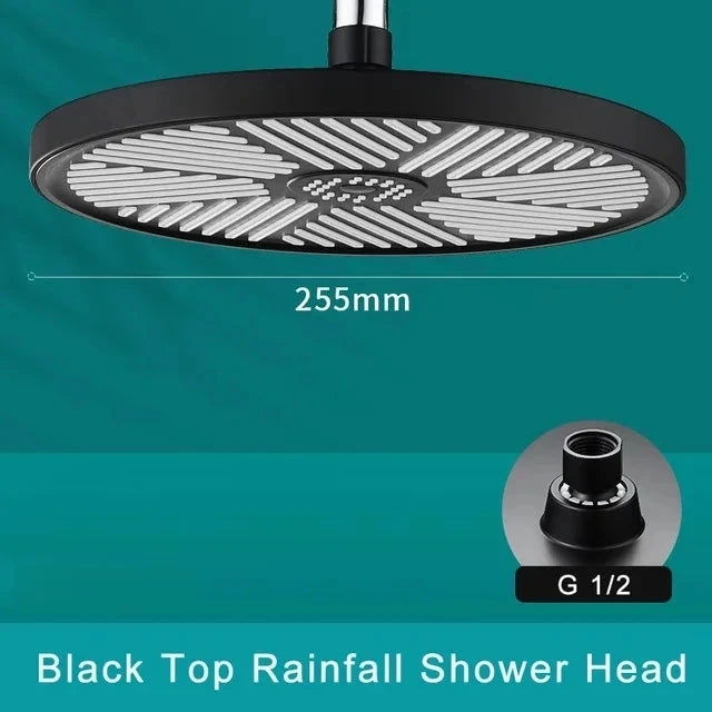 25cm Big Panel Rainfall Shower Head High Pressure Large Flow Rain Top Sprayer Ceiling Mounted Showerhead Bathroom Accessories