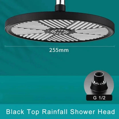 25cm Big Panel Rainfall Shower Head High Pressure Large Flow Rain Top Sprayer Ceiling Mounted Showerhead Bathroom Accessories