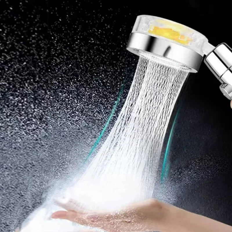 New High Pressure Shower Head Twin Turbocharged Shower Head Handheld Turbo Fan Propeller Shower One-key Stop Massage Showerhead