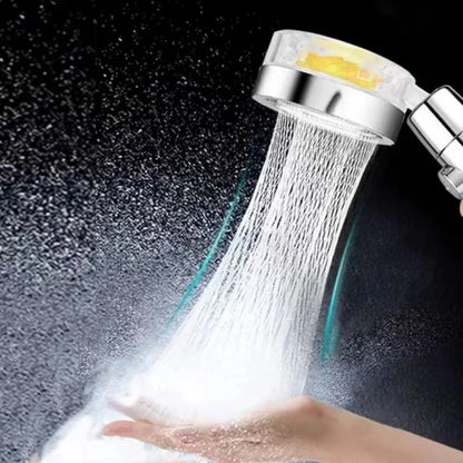 New High Pressure Shower Head Twin Turbocharged Shower Head Handheld Turbo Fan Propeller Shower One-key Stop Massage Showerhead