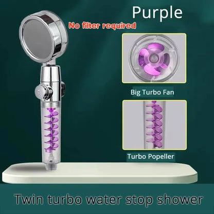 New 3 Modes Handheld Shower Head with Turbo Fan Eco Filter ON/Off Pause Switch Water Saving High Pressure Showerhead Accessories
