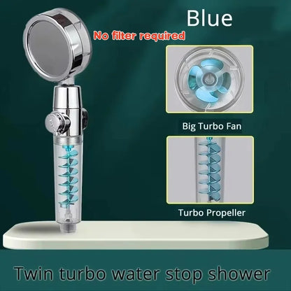 New 3 Modes Handheld Shower Head with Turbo Fan Eco Filter ON/Off Pause Switch Water Saving High Pressure Showerhead Accessories
