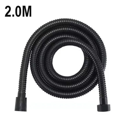 1.5/2/3M Stainless Steel Shower Hose Black/Silver Long Bathroom Shower Water Hose Extension Plumbing Pipe Showerhead Tube