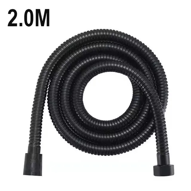 1.5/2/3M Stainless Steel Shower Hose Black/Silver Long Bathroom Shower Water Hose Extension Plumbing Pipe Showerhead Tube