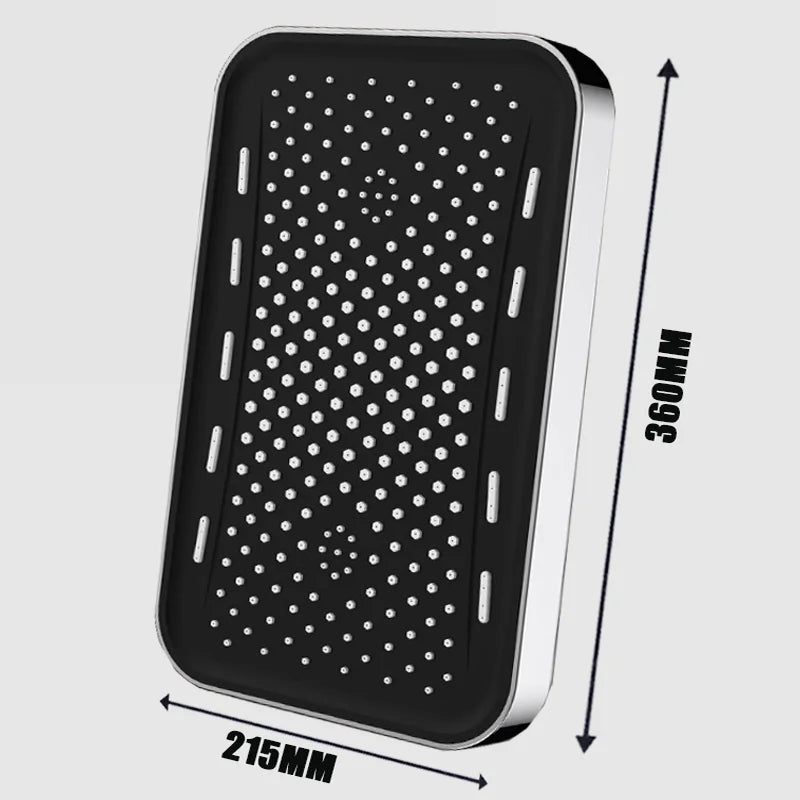 Black Large Flow Supercharge Ceiling Mounted Showerhead 360 Rotation Abs Thicken High Pressure Big Rainfall Bathroom Shower Head