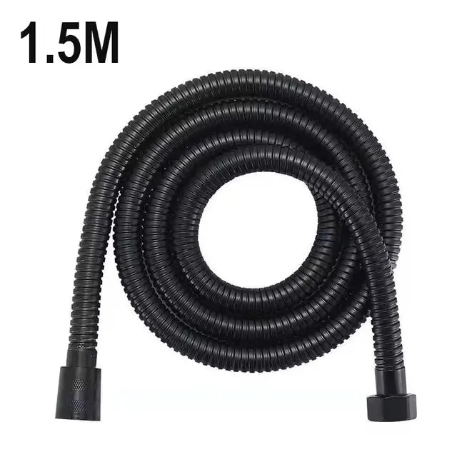 1.5/2/3M Stainless Steel Shower Hose Black/Silver Long Bathroom Shower Water Hose Extension Plumbing Pipe Showerhead Tube