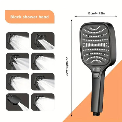 8 Modes Filter Shower Head 12cm Large Panel Bathroom High Pressure Water Saving Rainfall Showerhead Square Shower Nozzle