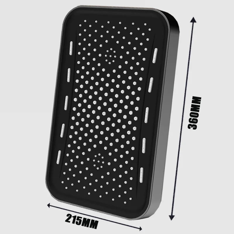 Black Large Flow Supercharge Ceiling Mounted Showerhead 360 Rotation Abs Thicken High Pressure Big Rainfall Bathroom Shower Head