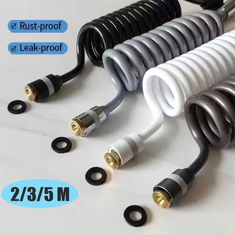 New 1.5/2/3/5M Spring Flexible Retractable Shower Hose Spiral Flexible Hose For Showerhead Toilet Bidet Water Pipe Plumbing Bath
