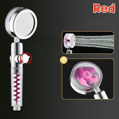 New High Pressure Shower Head Twin Turbocharged Shower Head Handheld Turbo Fan Propeller Shower One-key Stop Massage Showerhead