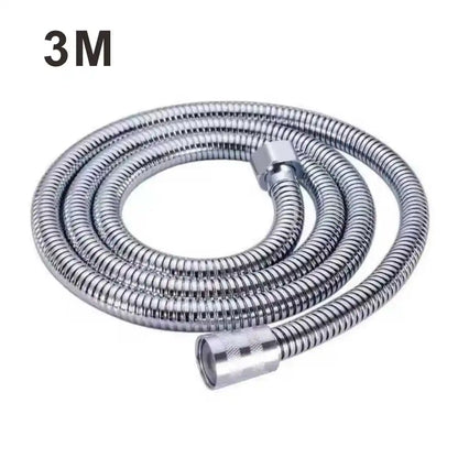 1.5/2/3M Stainless Steel Shower Hose Black/Silver Long Bathroom Shower Water Hose Extension Plumbing Pipe Showerhead Tube