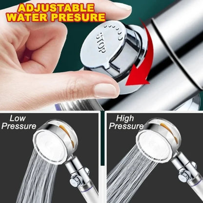 New High Pressure Shower Head Twin Turbocharged Shower Head Handheld Turbo Fan Propeller Shower One-key Stop Massage Showerhead