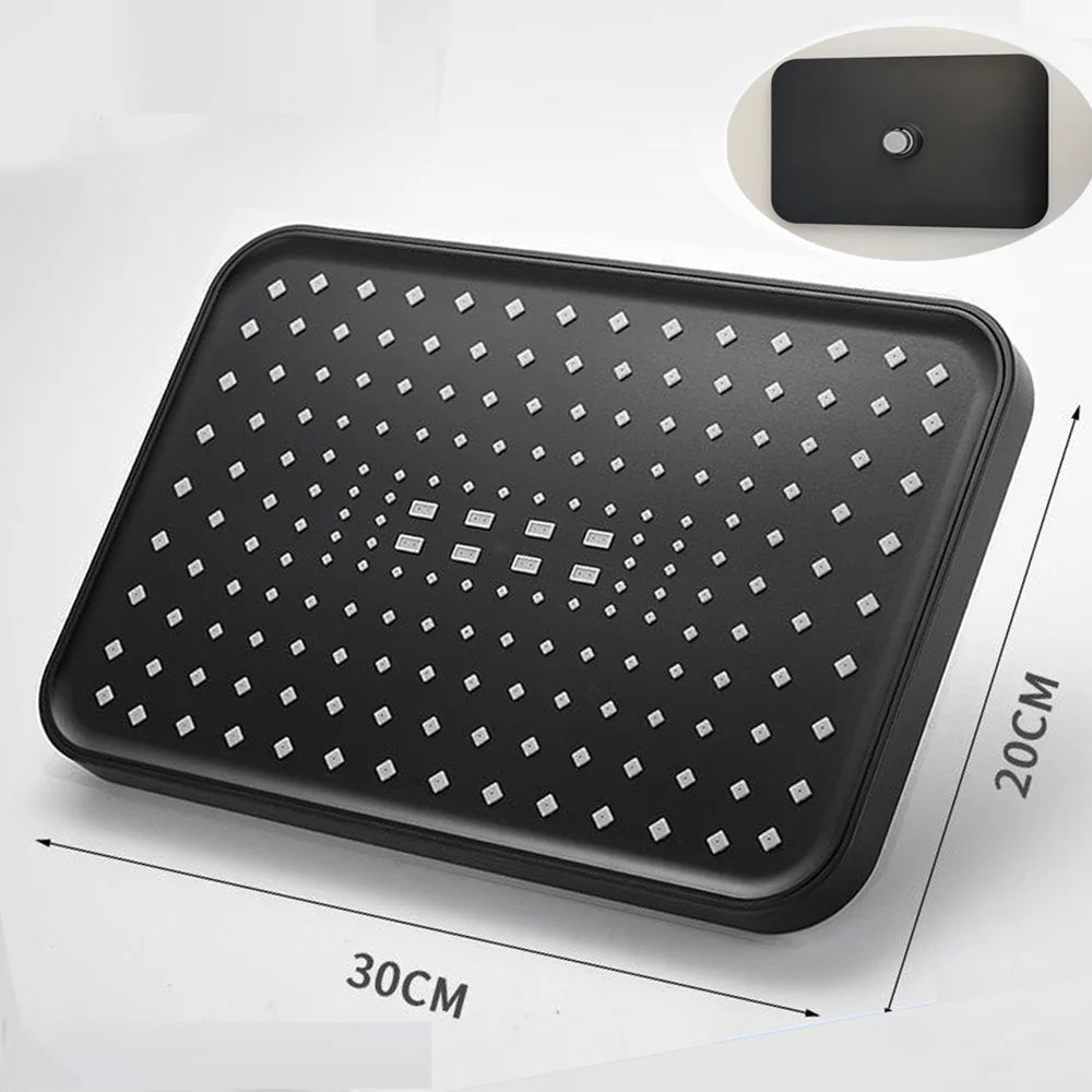 Black Large Flow Supercharge Ceiling Mounted Showerhead 360 Rotation Abs Thicken High Pressure Big Rainfall Bathroom Shower Head