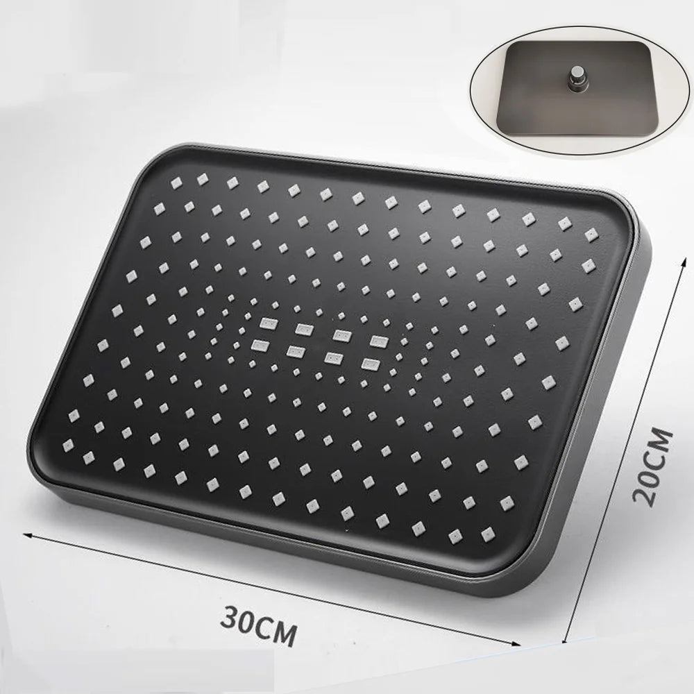 Black Large Flow Supercharge Ceiling Mounted Showerhead 360 Rotation Abs Thicken High Pressure Big Rainfall Bathroom Shower Head