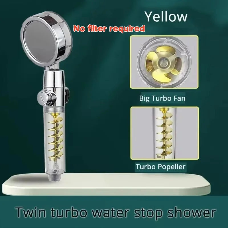 New 3 Modes Handheld Shower Head with Turbo Fan Eco Filter ON/Off Pause Switch Water Saving High Pressure Showerhead Accessories