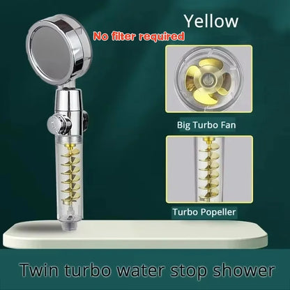 New 3 Modes Handheld Shower Head with Turbo Fan Eco Filter ON/Off Pause Switch Water Saving High Pressure Showerhead Accessories