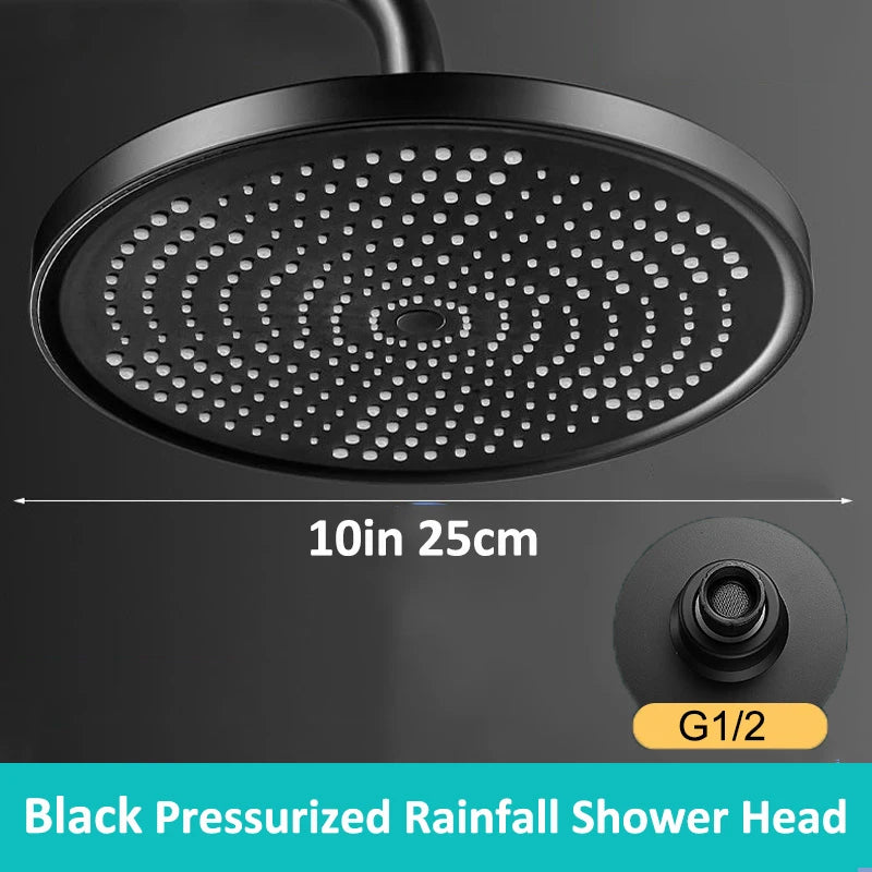 25cm Big Panel Rainfall Shower Head High Pressure Large Flow Rain Top Sprayer Ceiling Mounted Showerhead Bathroom Accessories