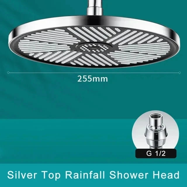 25cm Big Panel Rainfall Shower Head High Pressure Large Flow Rain Top Sprayer Ceiling Mounted Showerhead Bathroom Accessories