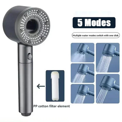 5 Modes Booster Shower Head High Pressure Showerhead Portable Filter Rainfall Faucet Tap Bathroom Bath Home Bathroom Accessories