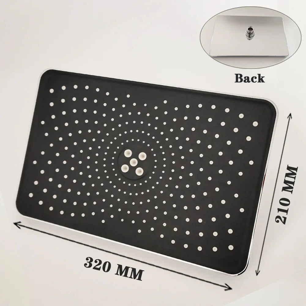 12 Inches Big Panel Large Flow Ceiling Mounted Supercharge Shower Head Set 4 Modes High Pressure Large Flow Bathroom Showerhead