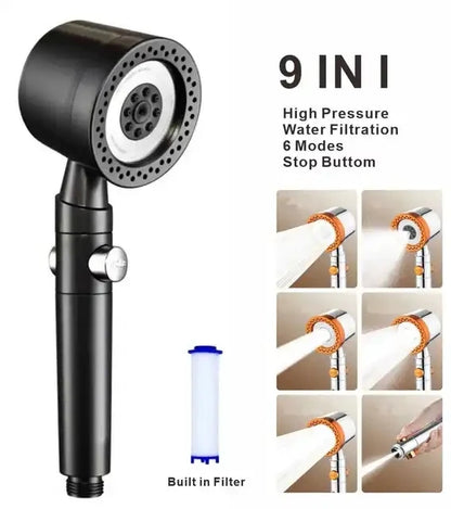 5 Modes Booster Shower Head High Pressure Showerhead Portable Filter Rainfall Faucet Tap Bathroom Bath Home Bathroom Accessories