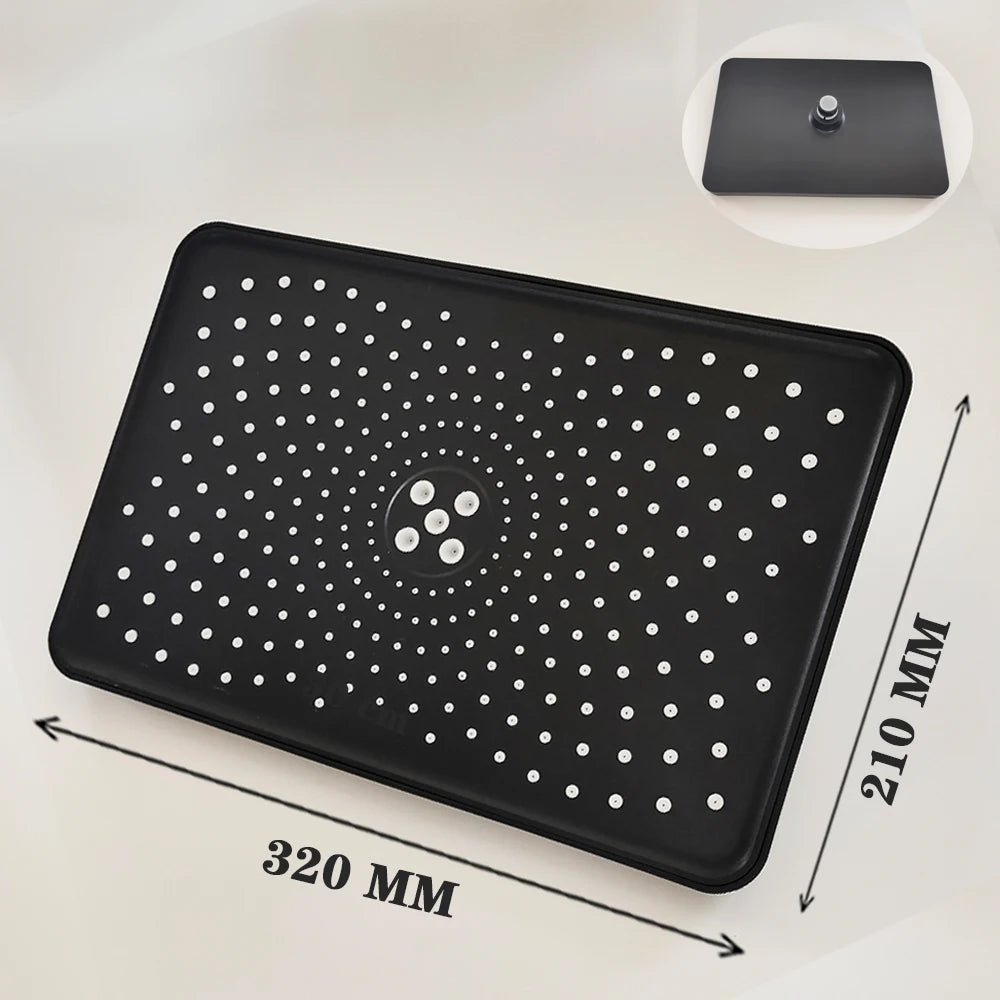 Black Large Flow Supercharge Ceiling Mounted Showerhead 360 Rotation Abs Thicken High Pressure Big Rainfall Bathroom Shower Head