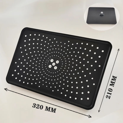 Black Large Flow Supercharge Ceiling Mounted Showerhead 360 Rotation Abs Thicken High Pressure Big Rainfall Bathroom Shower Head