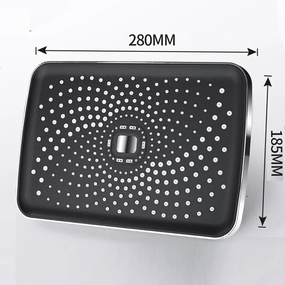 Black Large Flow Supercharge Ceiling Mounted Showerhead 360 Rotation Abs Thicken High Pressure Big Rainfall Bathroom Shower Head