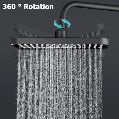 Black Large Flow Supercharge Ceiling Mounted Showerhead 360 Rotation Abs Thicken High Pressure Big Rainfall Bathroom Shower Head