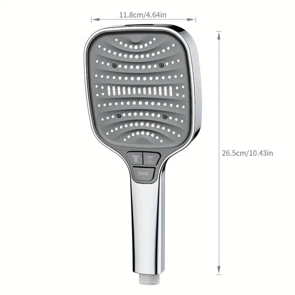8 Modes Filter Shower Head 12cm Large Panel Bathroom High Pressure Water Saving Rainfall Showerhead Square Shower Nozzle