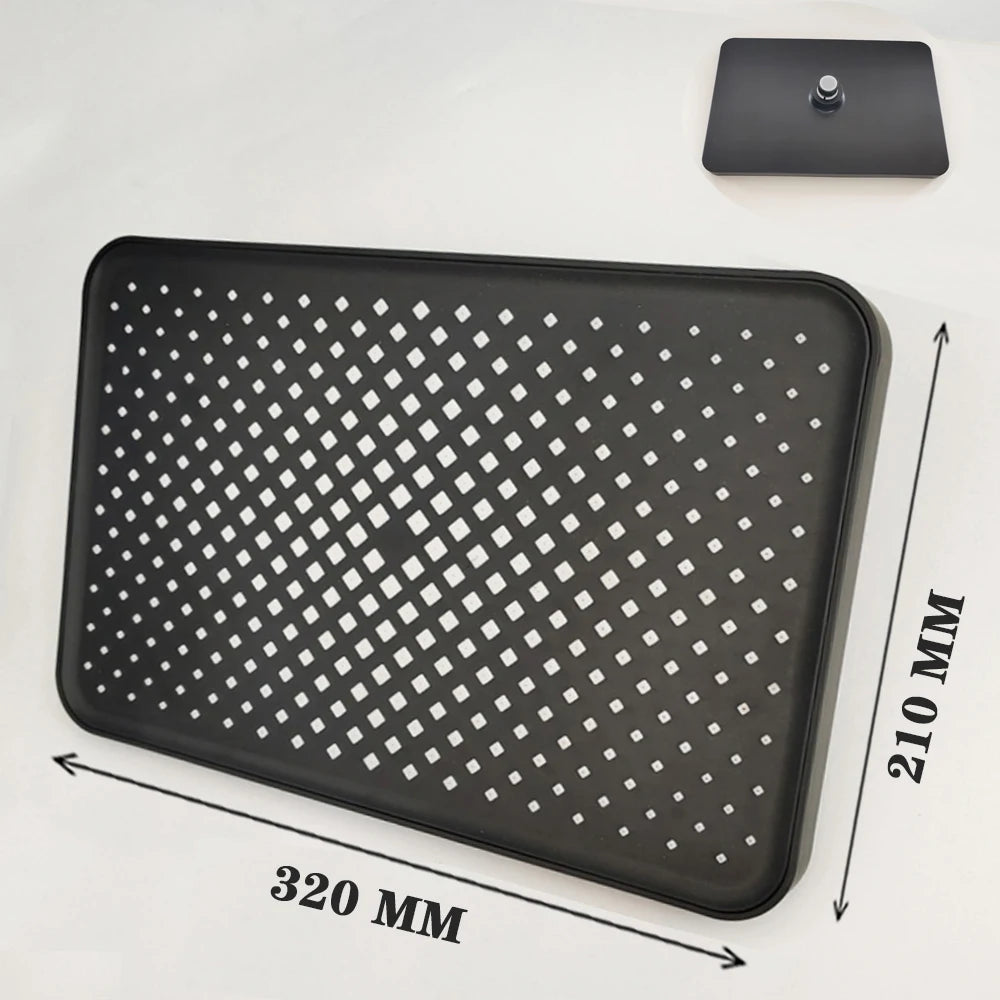 Black Large Flow Supercharge Ceiling Mounted Showerhead 360 Rotation Abs Thicken High Pressure Big Rainfall Bathroom Shower Head