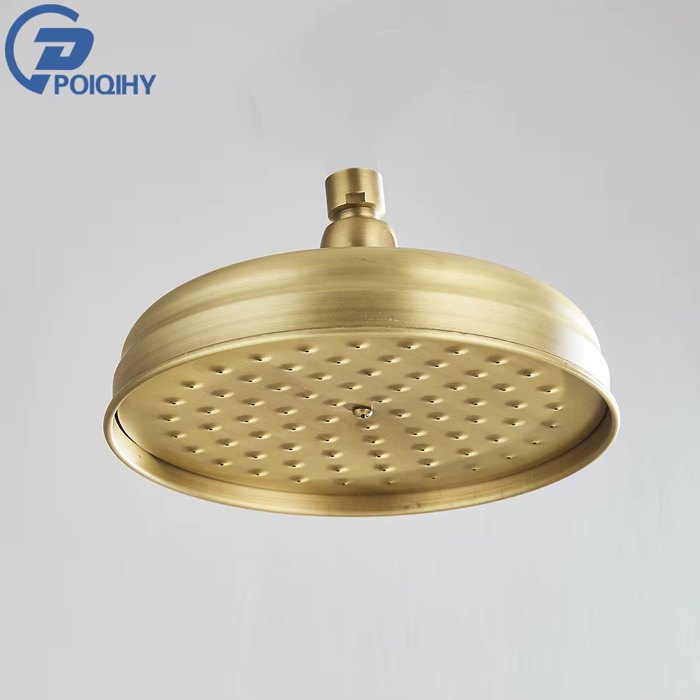Brass Golden Rainfall Shower Head Shower Faucet Head Bathroom Replace Rain Showerhead Antique Brass Showerhead Accessory