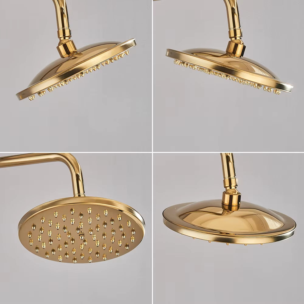 Brass Golden Rainfall Shower Head Shower Faucet Head Bathroom Replace Rain Showerhead Antique Brass Showerhead Accessory
