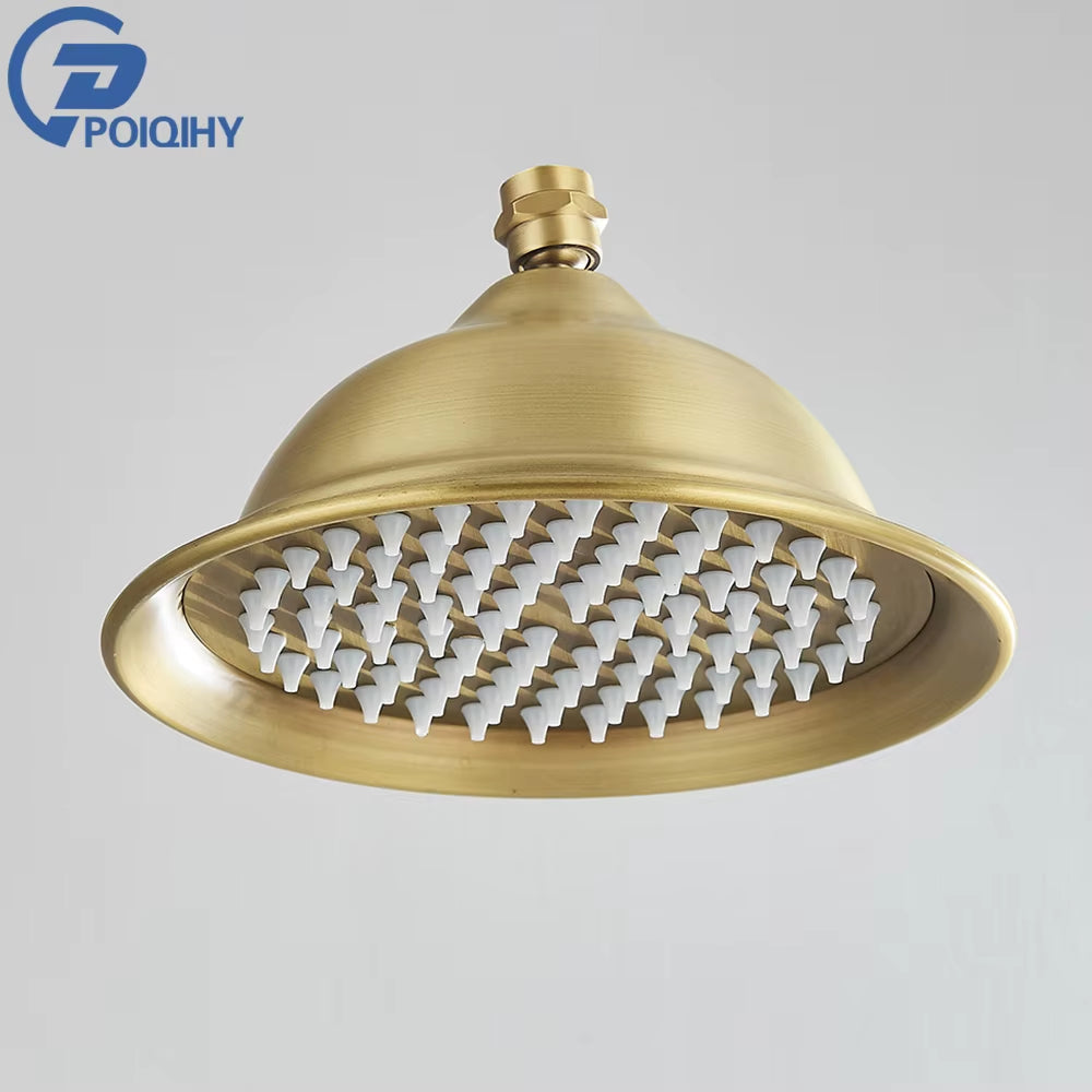 Brass Golden Rainfall Shower Head Shower Faucet Head Bathroom Replace Rain Showerhead Antique Brass Showerhead Accessory