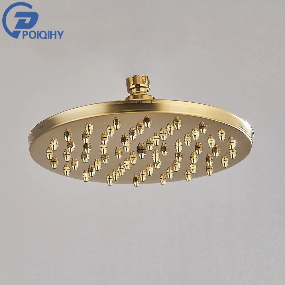 Brass Golden Rainfall Shower Head Shower Faucet Head Bathroom Replace Rain Showerhead Antique Brass Showerhead Accessory