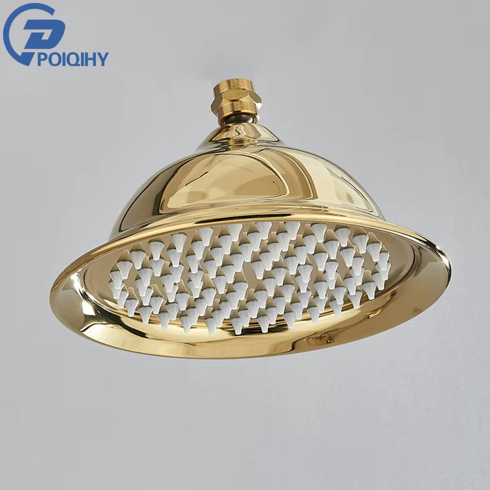 Brass Golden Rainfall Shower Head Shower Faucet Head Bathroom Replace Rain Showerhead Antique Brass Showerhead Accessory