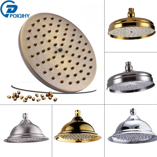 Brass Golden Rainfall Shower Head Shower Faucet Head Bathroom Replace Rain Showerhead Antique Brass Showerhead Accessory