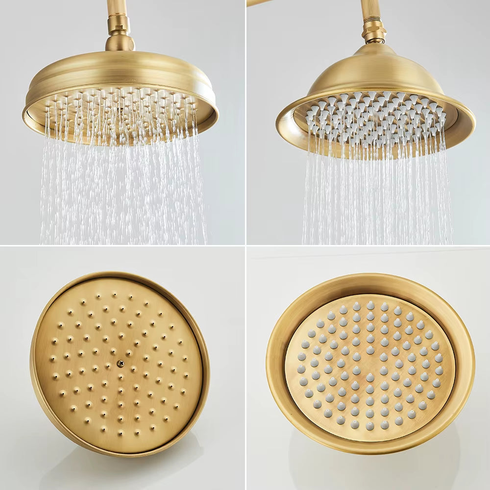 Brass Golden Rainfall Shower Head Shower Faucet Head Bathroom Replace Rain Showerhead Antique Brass Showerhead Accessory