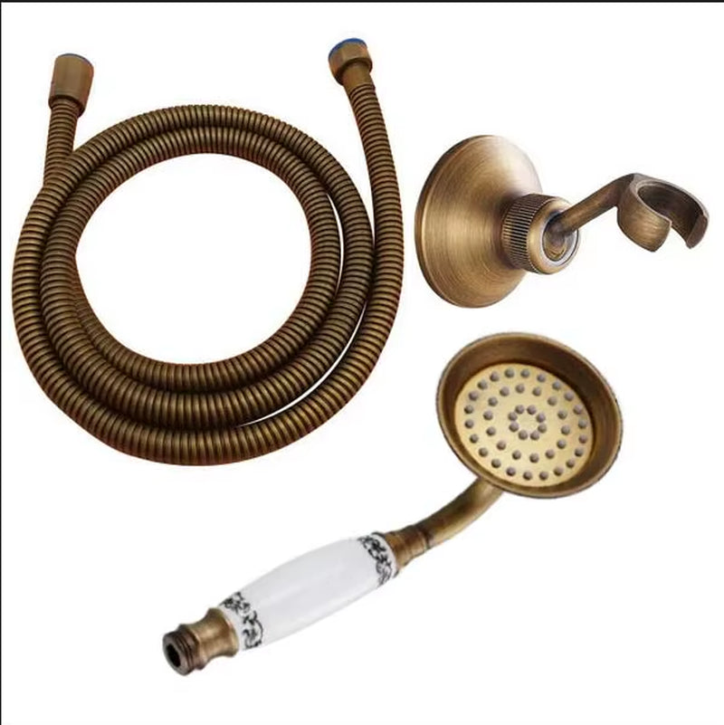 Brass&Porcelain Bathroom Hand Shower Head Rainfall Shower Faucet Bracket Shower Hose