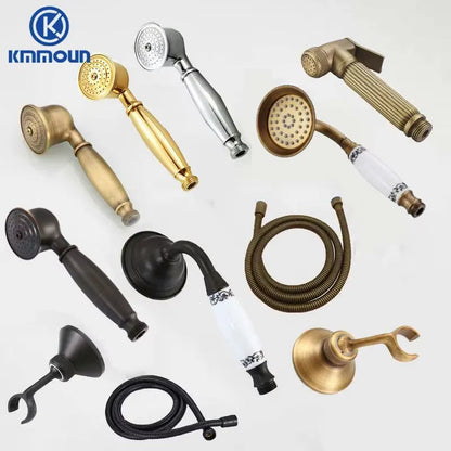 Brass&Porcelain Bathroom Hand Shower Head Rainfall Shower Faucet Bracket Shower Hose