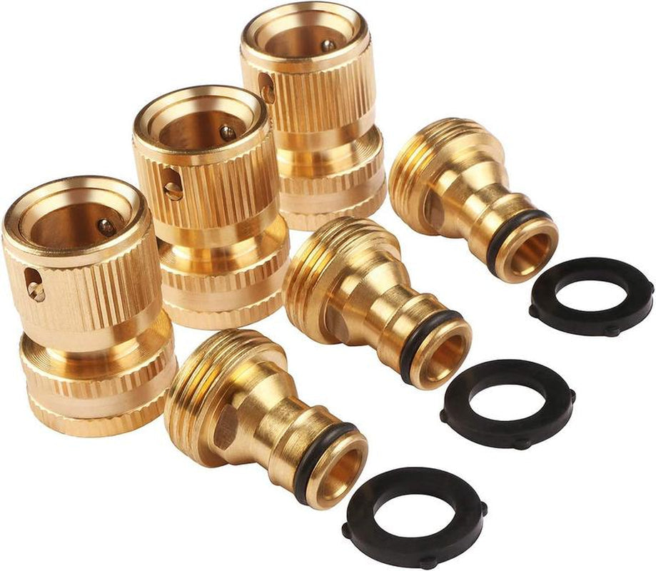 Brass Quick Hose Connector 3/4" – 3 Pack by U.S. Solid