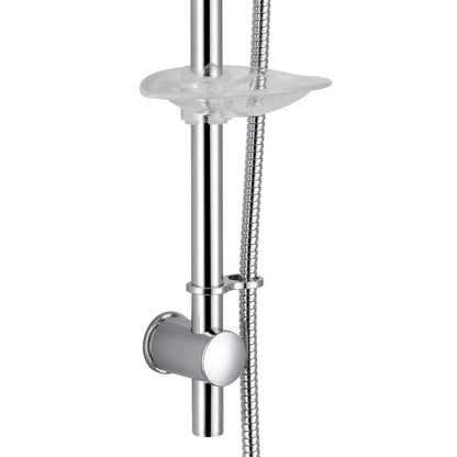 CHROME DECK MOUNTED THERMOSTATIC BATH SHOWER MIXER + RISER KIT / 3 MODE HANDSET