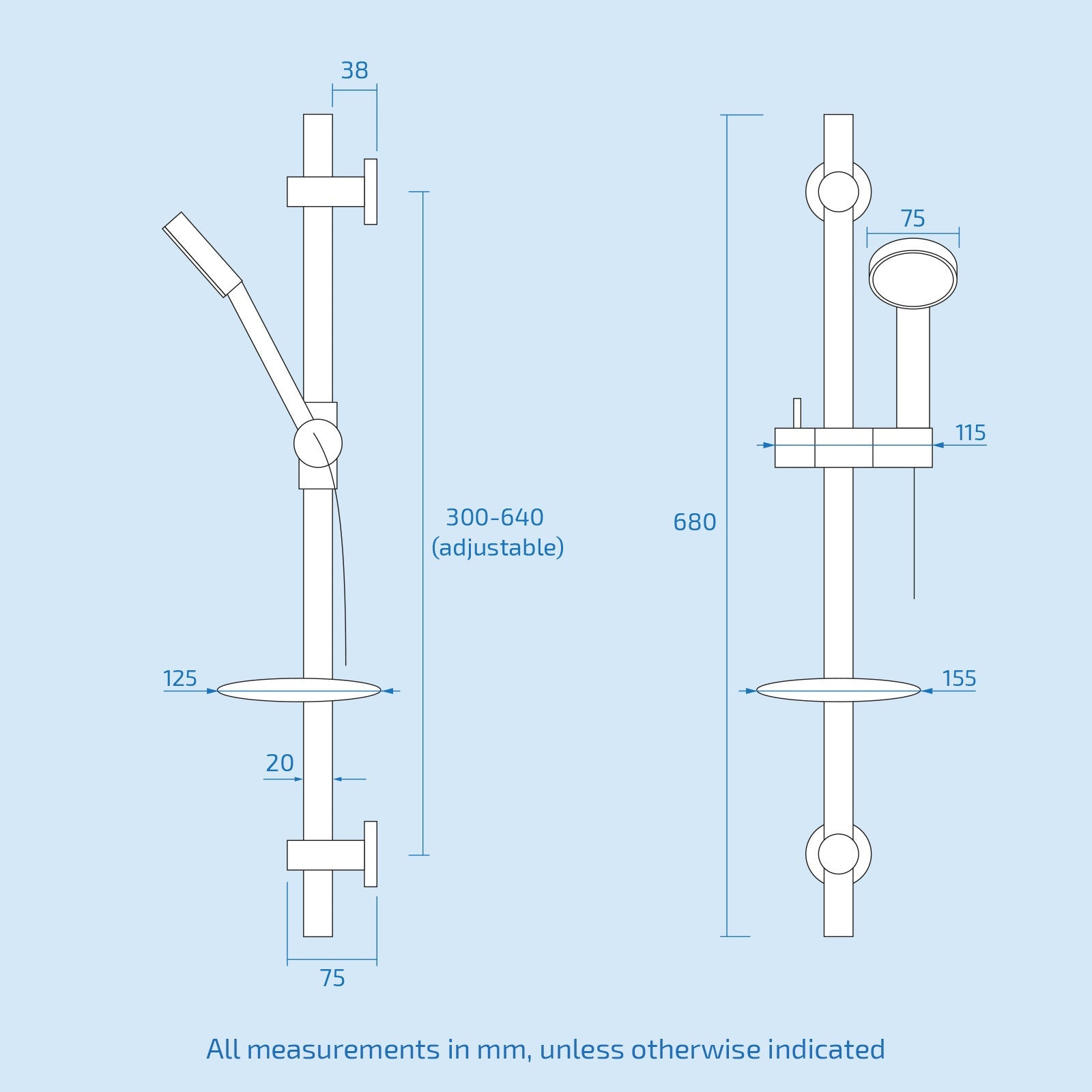CHROME DECK MOUNTED THERMOSTATIC BATH SHOWER MIXER + RISER KIT / 3 MODE HANDSET